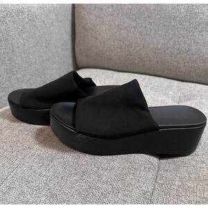 Bebe Y2K 90s Slinky Stretch Platform Sandals Black Size Womens 9 Fabric Chunky